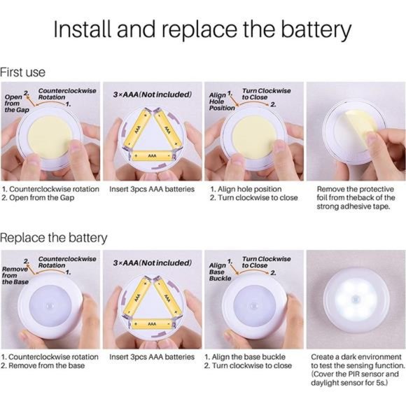 Motion Sensor Lights Indoor,High CRI Stick on Stair Puck Lights Battery Operated - Picture 5 of 6
